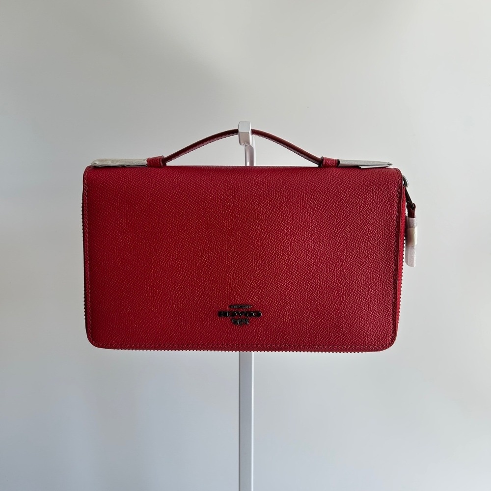 Coach Double Zip Travel Wallet Red Leather Organizer F23334 NEW - Picture 1 of 10